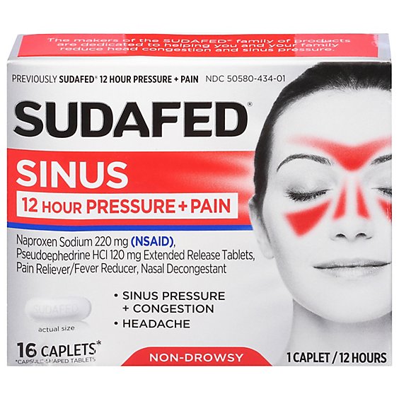 Sudafed Sinus Pressure Pain 12 Hour Caplets - 16 Count