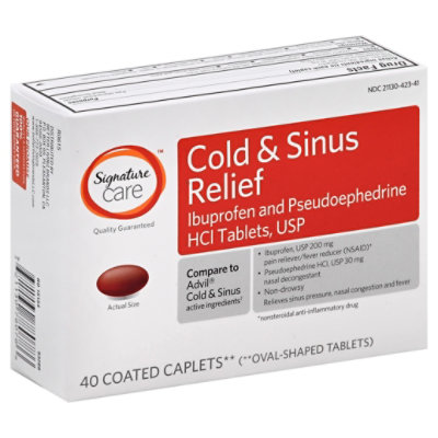Signature Select/Care Cold & Sinus Pain Relief Caplets - 40 Count