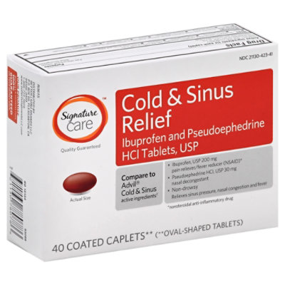 Signature Care Cold & Sinus Pain Relief Caplets - 40 Count