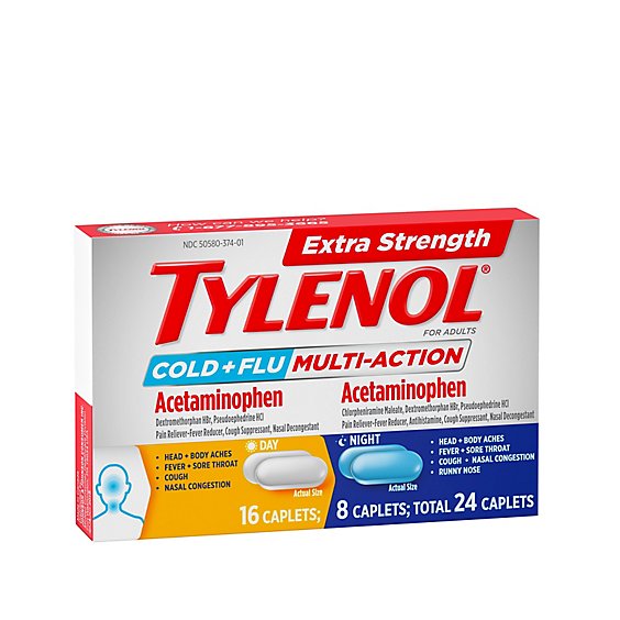 Tylenol Extra Strength Cold & Flu Multi Action Tablets - 24 Count