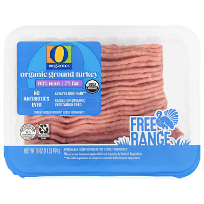 O Organics 93% Lean 7% Fat Ground Turkey - 16 Oz