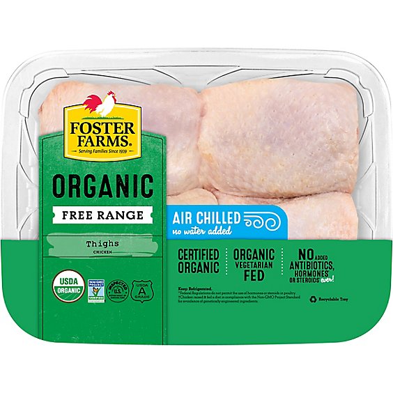 Foster Farms Organic Free Range Chicken Thighs - 1 Lb