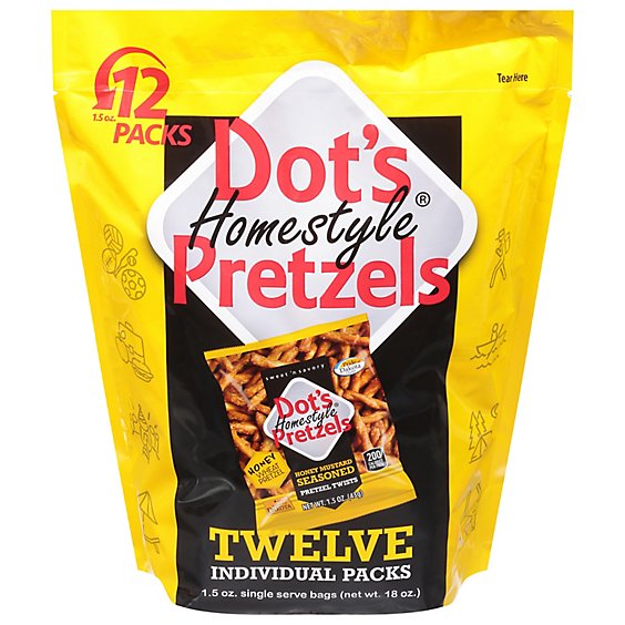 Dot's Honey Mustard Pretzels Twists Multi Pack - 12-1.5 Oz