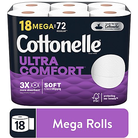 Cottonelle Ultra Comfort Toilet Paper Mega Rolls - 18 Count