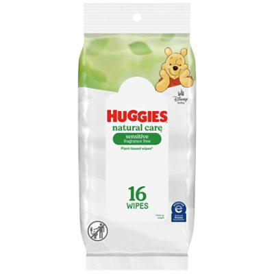 Huggies Natural Care Unscented Sensitive Baby Wipes Soft Pack 16 Wipes Total - Each - Image 1