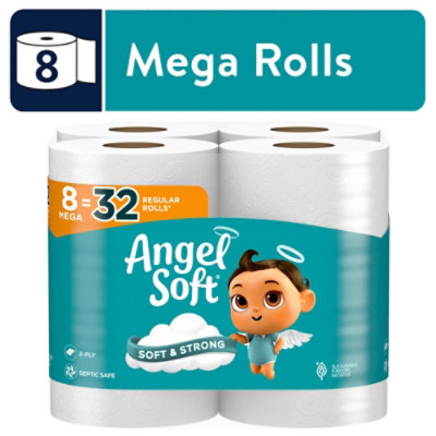 Angel Soft Bath Tissue 8 Mega Rolls Brick - 8 Roll - Image 1