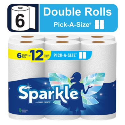 Sparkle Pick-A-Size Double Roll Paper Towels - 6 Count - Image 1