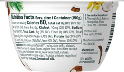 Chobani With Zero Sugar Toasted Coconut Vanilla - 5.3 OZ - Image 6