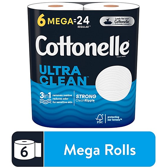 Cottonelle Ultra Clean Toilet Paper Mega Rolls - 6 Count - Albertsons