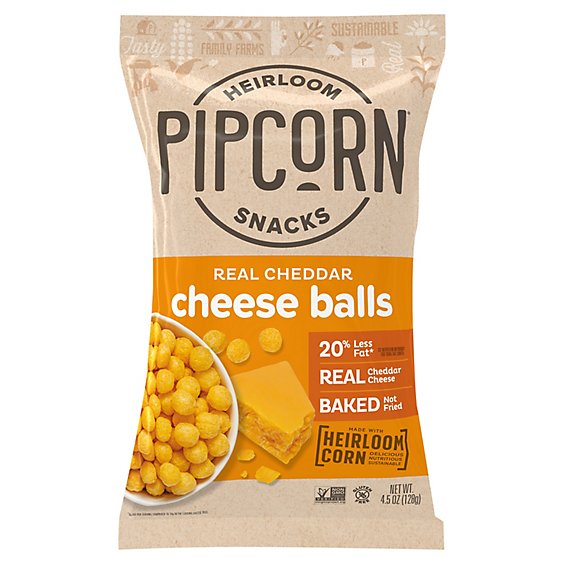 Pipcorn Cheddar Cheese Balls - 4.5 OZ