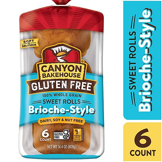 Canyon Bakehouse Brioche-Style Sweet Gluten Free Brioche Dinner Rolls Fresh 6 Count - 14 Oz