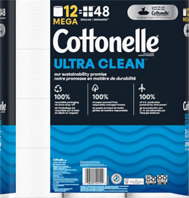 Cottonelle Ultra Clean Toilet Paper Mega Rolls - 12 Count - Image 8