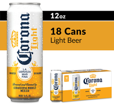 Corona Light Mexican Lager Light Beer 4.0% ABV Can - 18-12 Fl. Oz. - Image 1