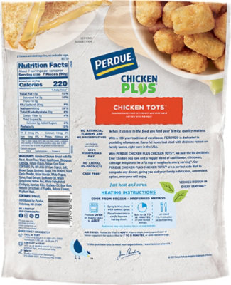 PERDUE CHICKEN PLUS CHICKEN TOTS with Vegetables Fully Cooked Frozen Meal - 22 Oz - Image 6