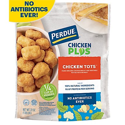 PERDUE CHICKEN PLUS Frozen Fully Cooked CHICKEN TOTS with Vegetables - 22 Oz - Image 1