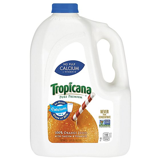 Tropicana Pure Premium 100% Orange Juice With Calcium & Vitamin D No Pulp Jug - 128 FZ