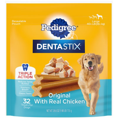 Pedigree Dentastix Original Chicken Flavor Adult Large Dog Dental Chew Dog Treats 32-1.66 Lbs