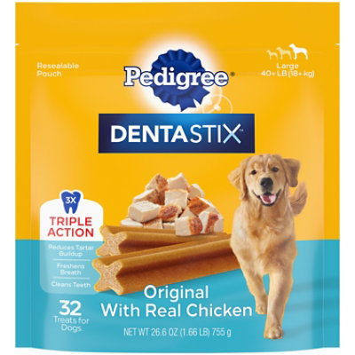 Pedigree Dentastix Original Chicken Flavor Adult Large Dog Dental Chew Dog Treats 32-1.66 Lbs