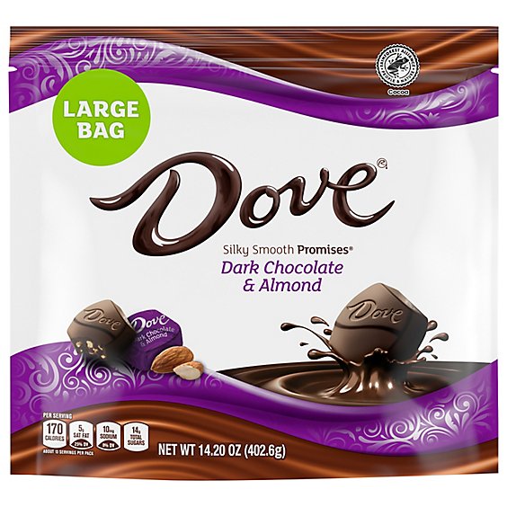 Dove Promises Dark Chocolate Almond Stand Up Pouch - 14.2 OZ