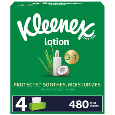 Kleenex Soothing Lotion Facial Tissues 4 Boxes - 120 Count