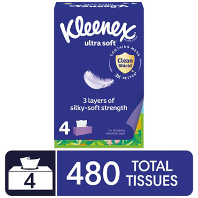 Kleenex Ultra Soft Facial Tissues 120 Tissues Per Box - 4 Count - Image 1