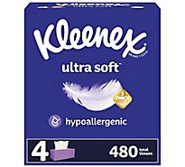 Kleenex Ultra Soft Facial Tissues Flat Box - 4-120 Count