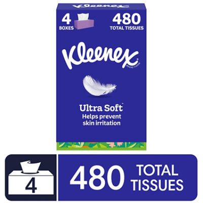 Kleenex Ultra Soft Facial Tissues 120 Tissues Per Box - 4 Count - Image 1