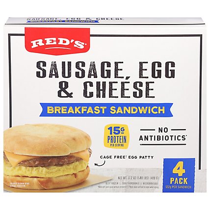 Reds Sandwich Sausage Egg Cheese 4pc - 17.24 OZ - Image 2