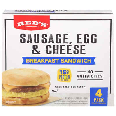 Reds Sandwich Sausage Egg Cheese 4pc - 17.24 OZ - Image 2