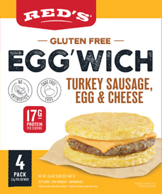 Reds Sandwich Egg Turkey Sausage 4pc - 15.6 OZ - Image 5