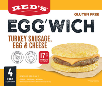 Reds Sandwich Egg Turkey Sausage 4pc - 15.6 OZ - Image 1