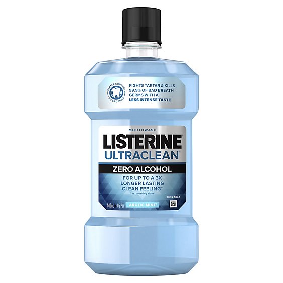Listerine Ultraclean Zero Alcohol Tartar Mouthwash, Arctic Mint - 500 ML