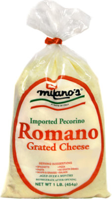 Milanos Grated Imported Pecorino Romano Cheese - 16 OZ - Image 1