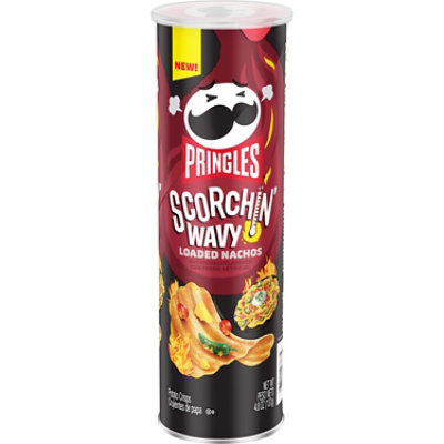 Pringles Scorchin Wavy Potato Crisps Chips Loaded Nachos Lunch Snacks - 4.8 Oz - Image 1