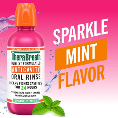 TheraBreath Sparkle Mint Healthy Smile Fluoride Mouthwash Anticavity -16 Fl. Oz. - Image 2