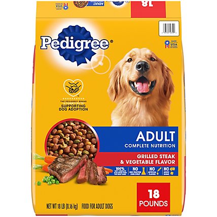 Pedigree Complete Nutrition Grilled Steak & Vegetable Flavor Adult Dry Dog Food Bonus Bag - 18 Lbs - Image 1