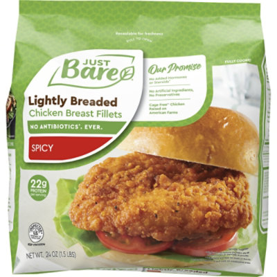 Just Bare Lightly Breaded Spicy Chicken Breast Fillets - 24 OZ - Image 1