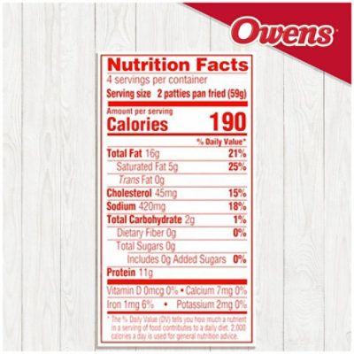 Owens Sausage Patty - 12 OZ - Image 6