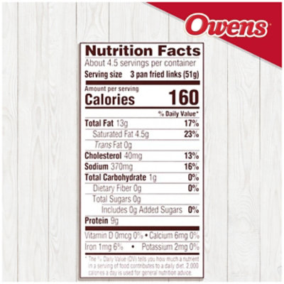 Owens Original Pork Sausage Links - 12 OZ - Image 8