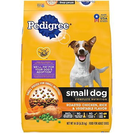 Pedigree Small Dog Complete Nutrition Chicken Rice And Vegetable Adult Dry Dog Food Bag - 14 Lb - Image 1