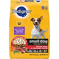 Pedigree Small Dog Complete Nutrition Grilled Steak And Vegetable Adult Dry Dog Food Bag - 14 Lbs - Image 1