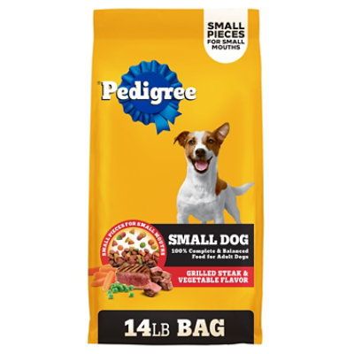 Pedigree Small Dog Complete Nutrition Grilled Steak And Vegetable Adult Dry Dog Food Bag - 14 Lbs