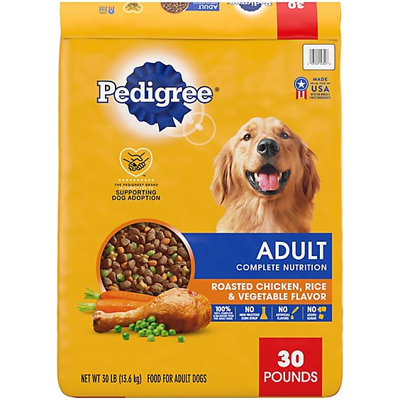 Pedigree Complete Nutrition Roasted Chicken Rice & Vegetable Adult Dry Dog Food Bonus Bag - 30 Lbs