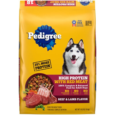 Pedigree High Protein Beef Lamb Flavor Adult Dry Dog Food 18 Lbs vons