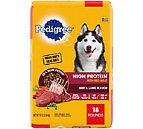Pedigree High Protein Beef And Lamb Flavor Dog Kibble Adult Dry Dog Food Bonus Bag - 18 Lbs