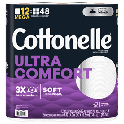 Cottonelle Ultra Comfort Toilet Paper Mega Rolls - 12 Count - Image 1
