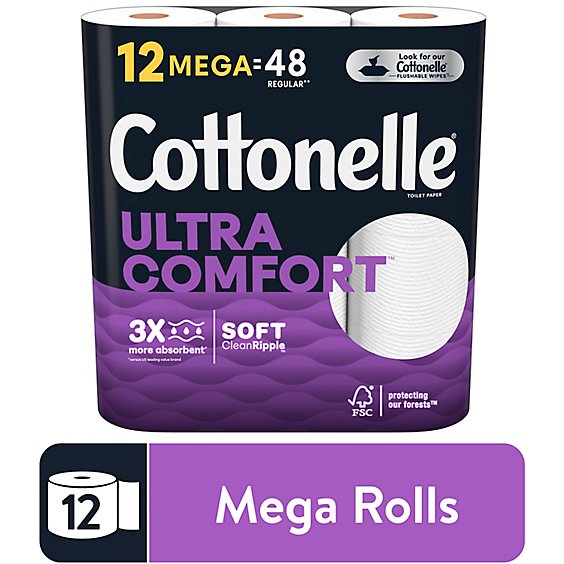 Cottonelle Ultra Comfort Toilet Paper Mega Rolls - 12 Count