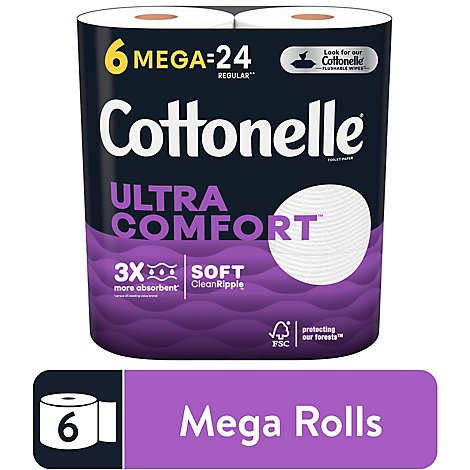 Cottonelle Ultra Comfort Toilet Paper Mega Rolls - 6 Count