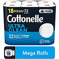 Cottonelle Ultra Clean Toilet Paper Mega Rolls - 18 Count - Image 1