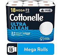 Cottonelle Ultra Clean Toilet Paper Mega Rolls - 18 Count